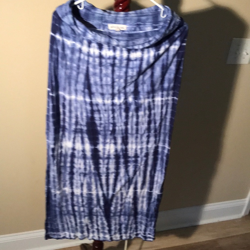 Blue and white Tie dyed long womens skirt.